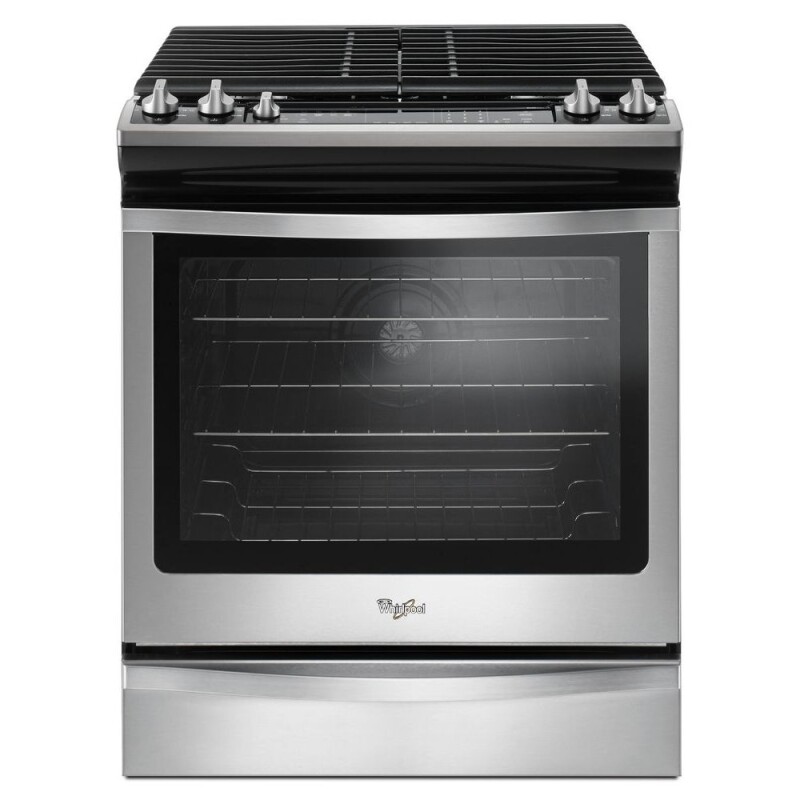 Whirlpool 5.8 Cu. Ft. Slide-In Gas Range with EZ-2-Lift™ Hinged Grates Black-on-Stainless WEG745H0FS Picture 1