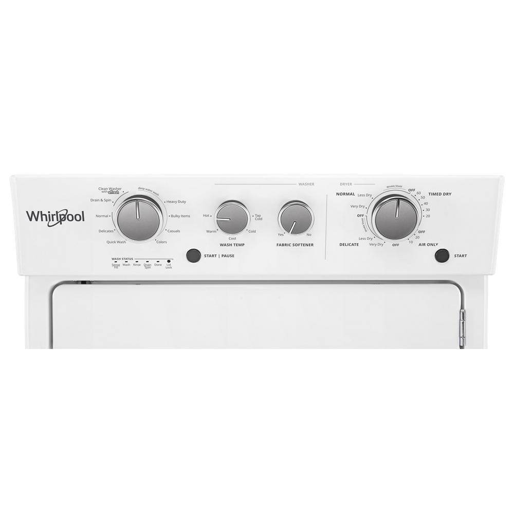 Whirlpool 3.5 cu.ft Long Vent Electric Stacked Laundry Center 9 Wash cycles and AutoDry White WETLV27HW Picture 1
