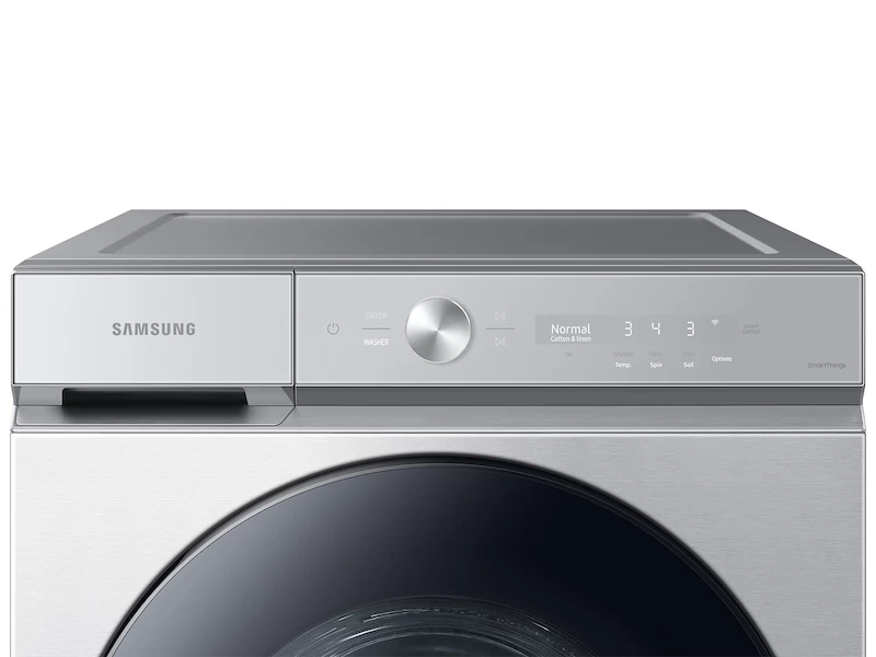 Bespoke 5.3 cu. ft. Ultra Capacity Front Load Washer with Super Speed Wash and AI Smart Dial in Silver Steel WF53BB8700ATUS