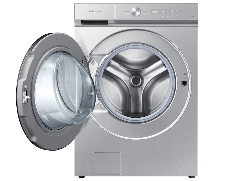 Bespoke 5.3 cu. ft. Ultra Capacity Front Load Washer with Super Speed Wash and AI Smart Dial in Silver Steel WF53BB8700ATUS