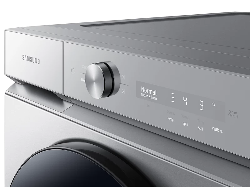 Bespoke 5.3 cu. ft. Ultra Capacity Front Load Washer with Super Speed Wash and AI Smart Dial in Silver Steel WF53BB8700ATUS