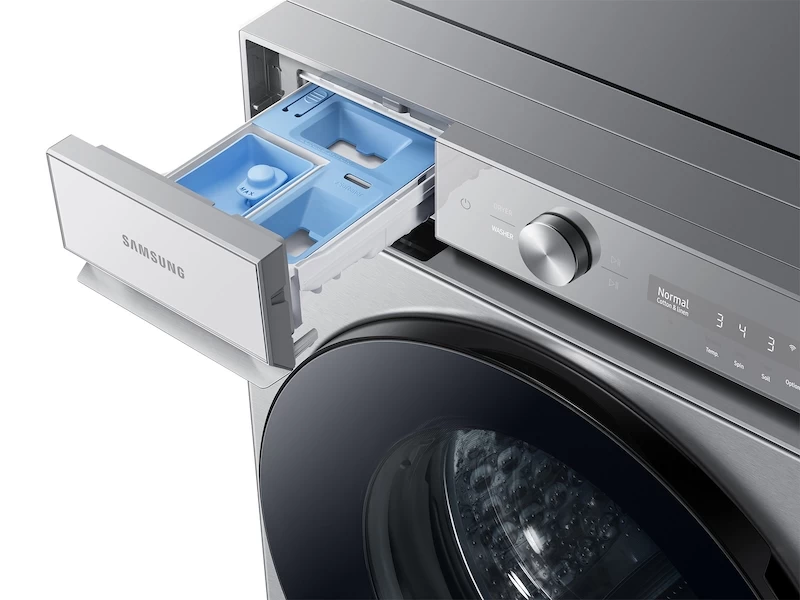 Bespoke 5.3 cu. ft. Ultra Capacity Front Load Washer with Super Speed Wash and AI Smart Dial in Silver Steel WF53BB8700ATUS