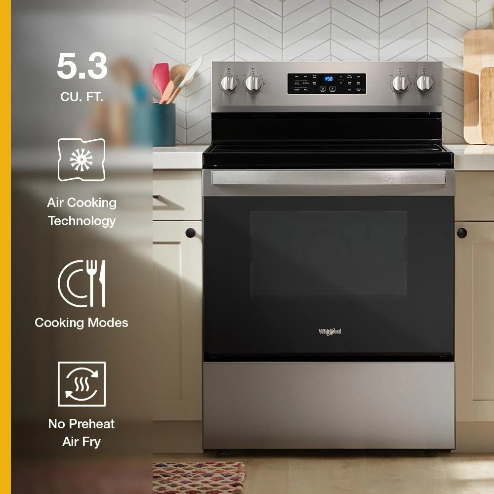 30-inch Electric Range with Air Cooking Technology and Steam Clean WFES4530SS