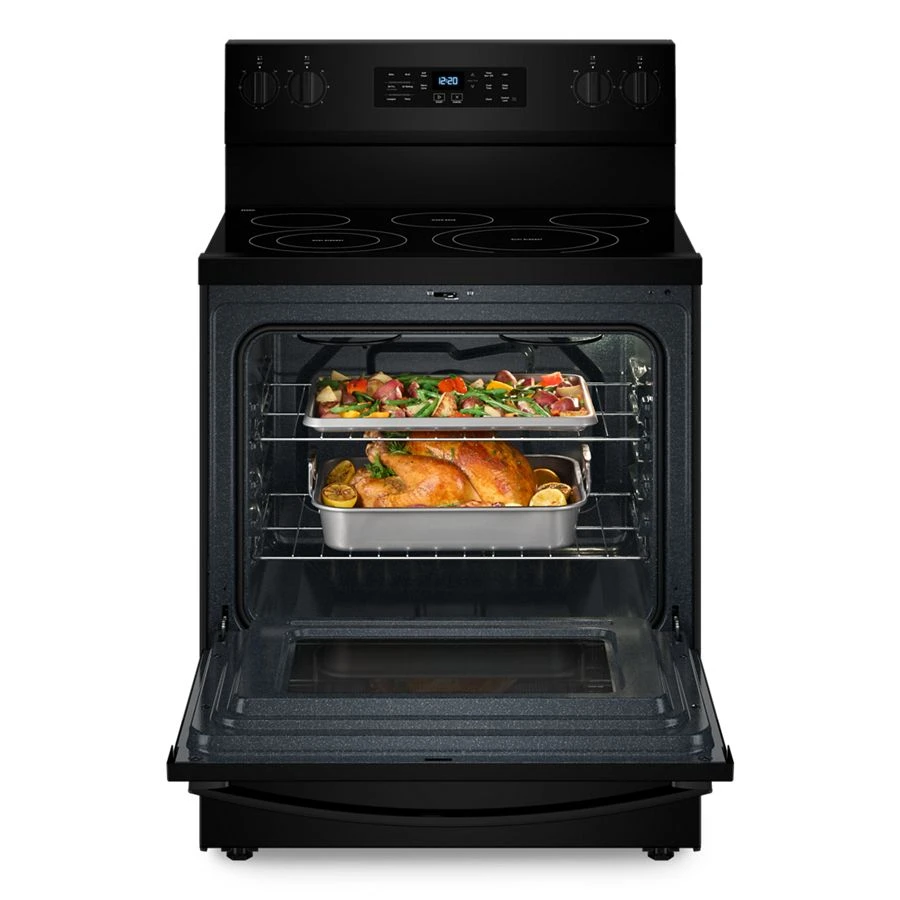 30-inch Energy Star Electric Range with Air Cooking Technology, No Preheat Air Fry and Air Baking and Self Clean WFES5030RB