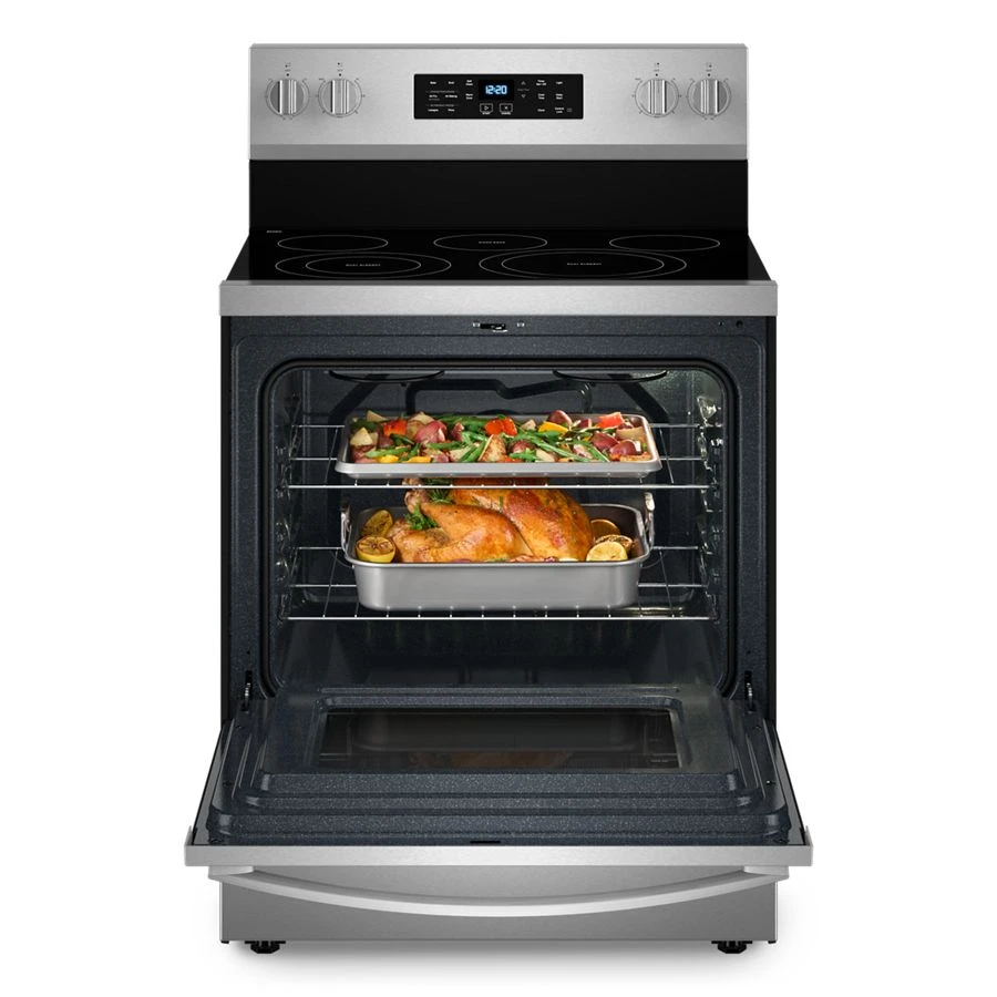 30-inch Energy Star Electric Range with Air Cooking Technology, No Preheat Air Fry and Air Baking and Self Clean WFES5030RS