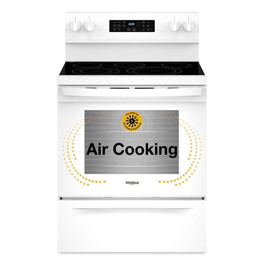 Whirlpool 30-inch Energy Star Electric Range with Air Cooking Technology, No Preheat Air Fry and Air Baking and Self Clean White WFES5030RW Picture 1