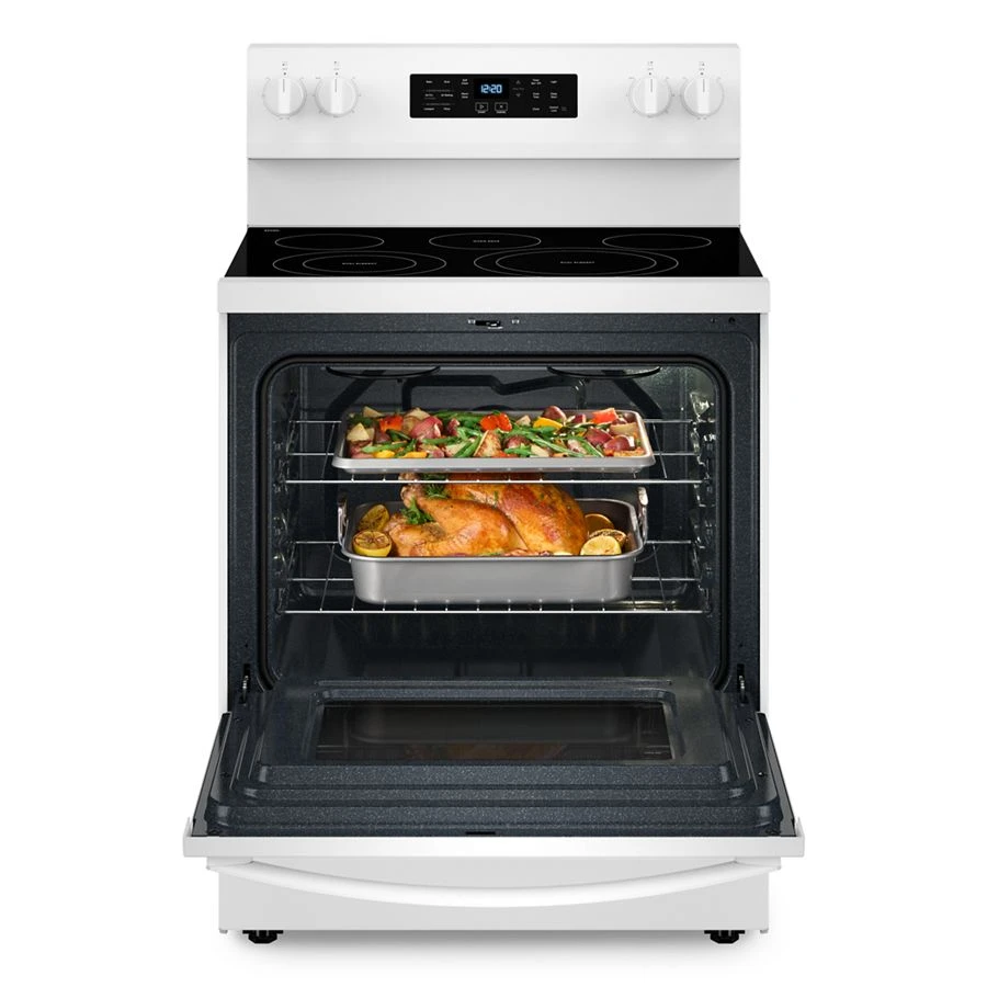 30-inch Energy Star Electric Range with Air Cooking Technology, No Preheat Air Fry and Air Baking and Self Clean WFES5030RW