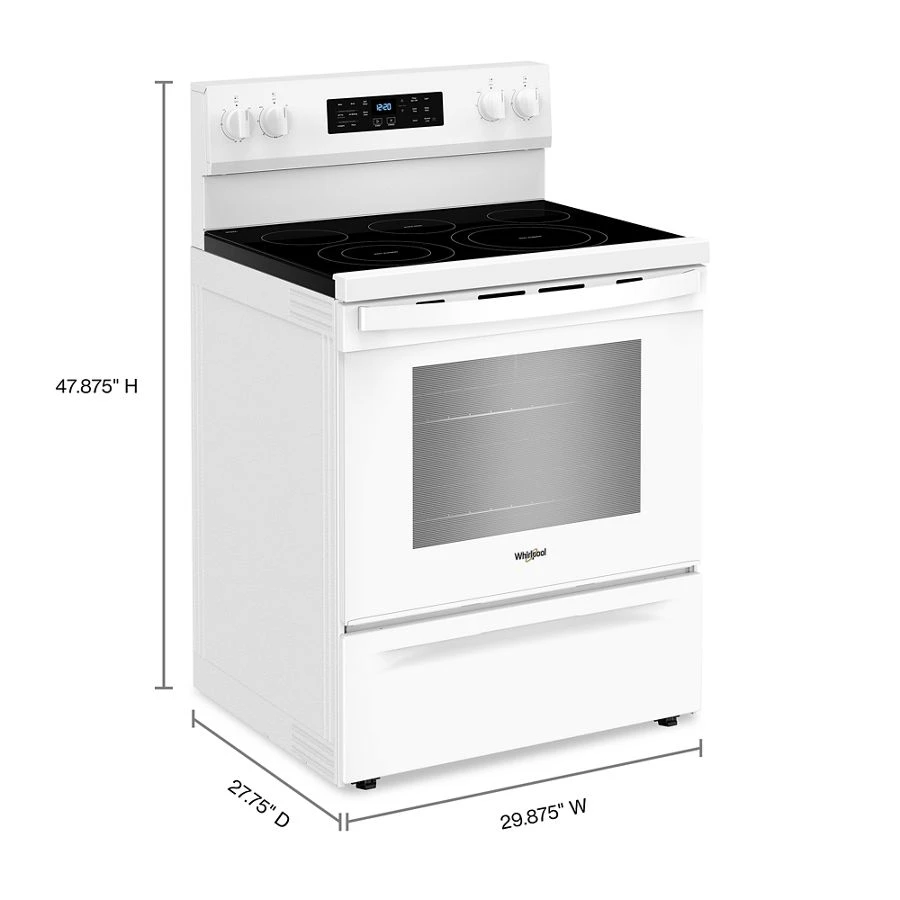 30-inch Energy Star Electric Range with Air Cooking Technology, No Preheat Air Fry and Air Baking and Self Clean WFES5030RW