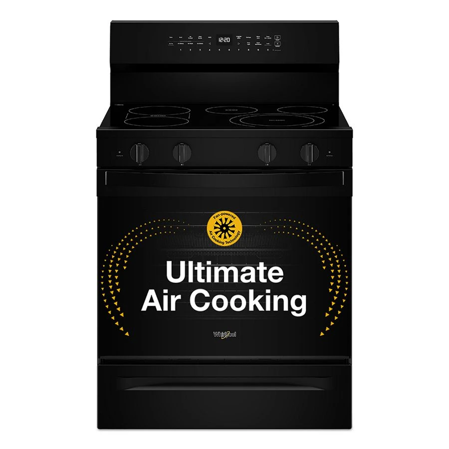30-inch Electric Smart Range with Air Cooking Technology, No Preheat Air Fry, High Speed Preheat Oven, WipeClean™ Coating, and Steam/Self Clean WFES7530RB