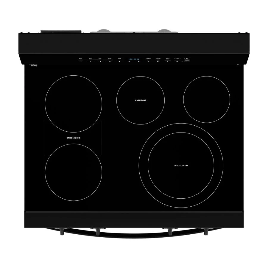30-inch Electric Smart Range with Air Cooking Technology, No Preheat Air Fry, High Speed Preheat Oven, WipeClean™ Coating, and Steam/Self Clean WFES7530RB