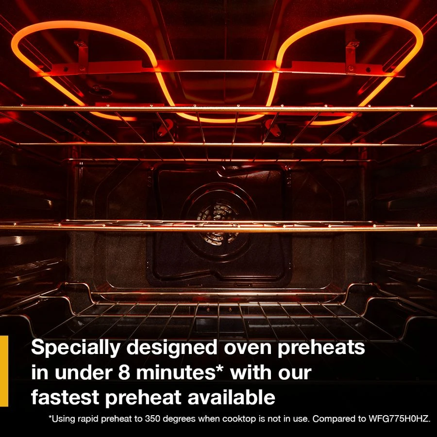 30-inch Electric Smart Range with Air Cooking Technology, No Preheat Air Fry, High Speed Preheat Oven, WipeClean™ Coating, and Steam/Self Clean WFES7530RB