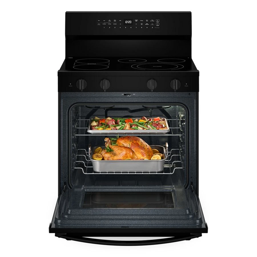30-inch Electric Smart Range with Air Cooking Technology, No Preheat Air Fry, High Speed Preheat Oven, WipeClean™ Coating, and Steam/Self Clean WFES7530RB
