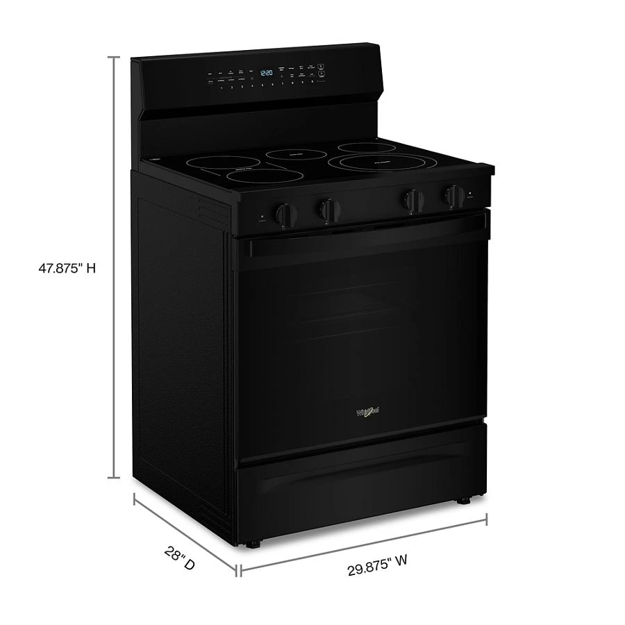 30-inch Electric Smart Range with Air Cooking Technology, No Preheat Air Fry, High Speed Preheat Oven, WipeClean™ Coating, and Steam/Self Clean WFES7530RB