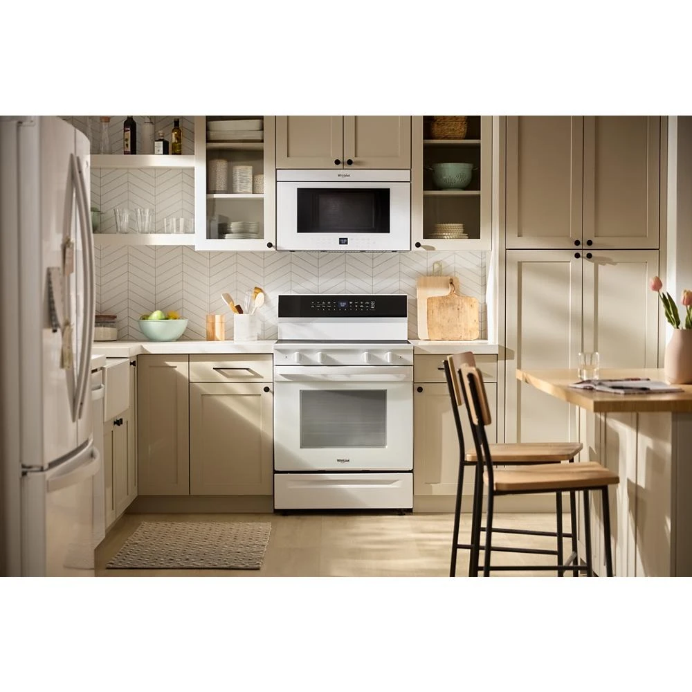 30-inch Electric Smart Range with Air Cooking Technology, No Preheat Air Fry, High Speed Preheat Oven, WipeClean™ Coating, and Steam/Self Clean WFES7530RW