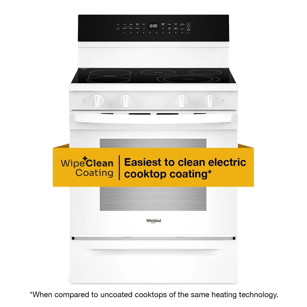 30-inch Electric Smart Range with Air Cooking Technology, No Preheat Air Fry, High Speed Preheat Oven, WipeClean™ Coating, and Steam/Self Clean WFES7530RW