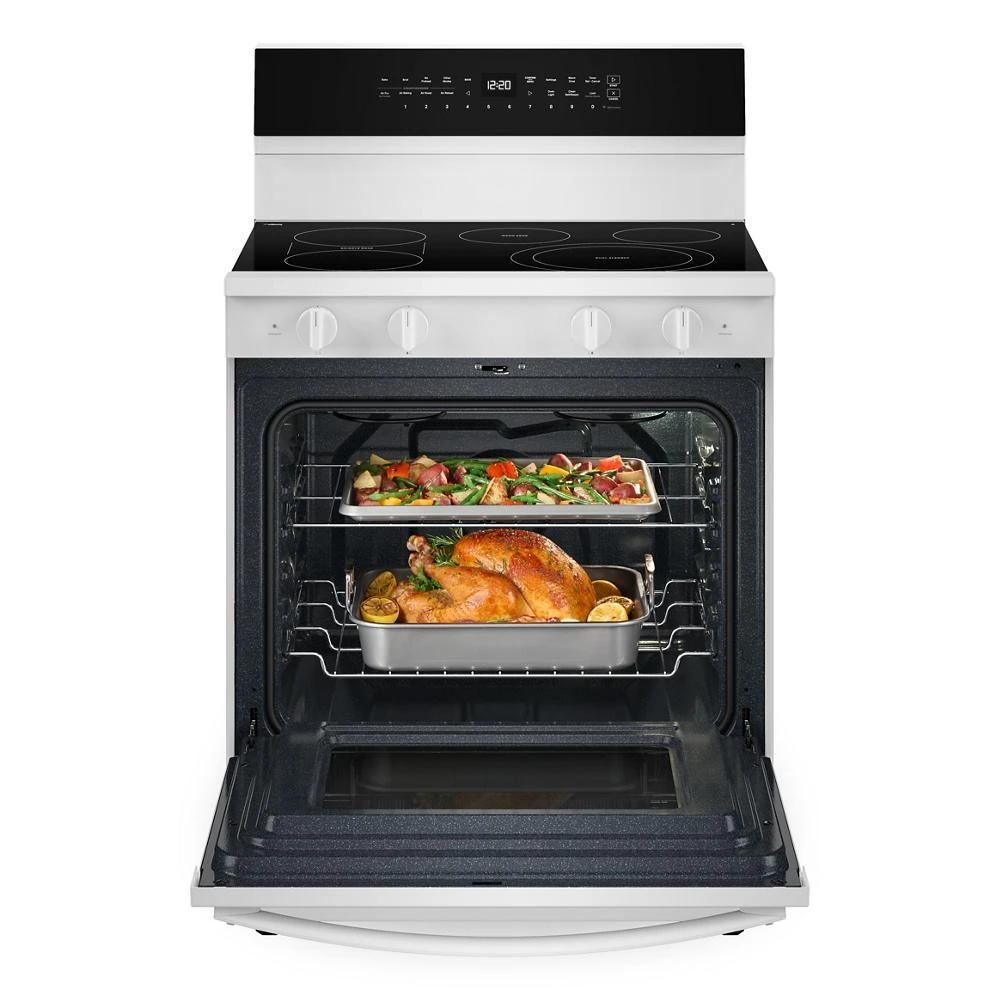 30-inch Electric Smart Range with Air Cooking Technology, No Preheat Air Fry, High Speed Preheat Oven, WipeClean™ Coating, and Steam/Self Clean WFES7530RW