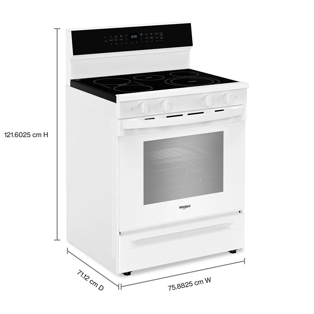 30-inch Electric Smart Range with Air Cooking Technology, No Preheat Air Fry, High Speed Preheat Oven, WipeClean™ Coating, and Steam/Self Clean WFES7530RW