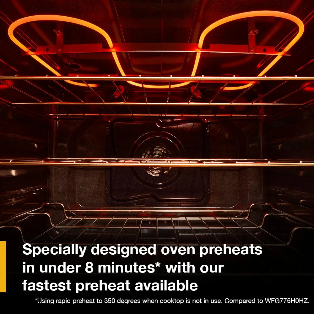 30-inch Electric Smart Range with Air Cooking Technology, No Preheat Air Fry, High Speed Preheat Oven, WipeClean™ Coating, and Steam/Self Clean WFES7530RW