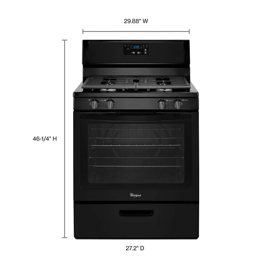 Whirlpool® 5.1 Cu. Ft. Freestanding 4-Burner Gas Stove WFG320M0BB
