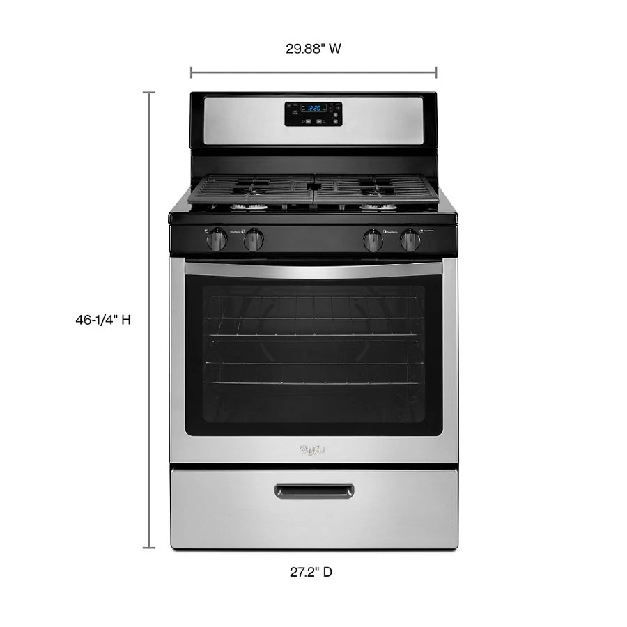 Whirlpool® 5.1 Cu. Ft. Freestanding 4-Burner Gas Stove WFG320M0BS