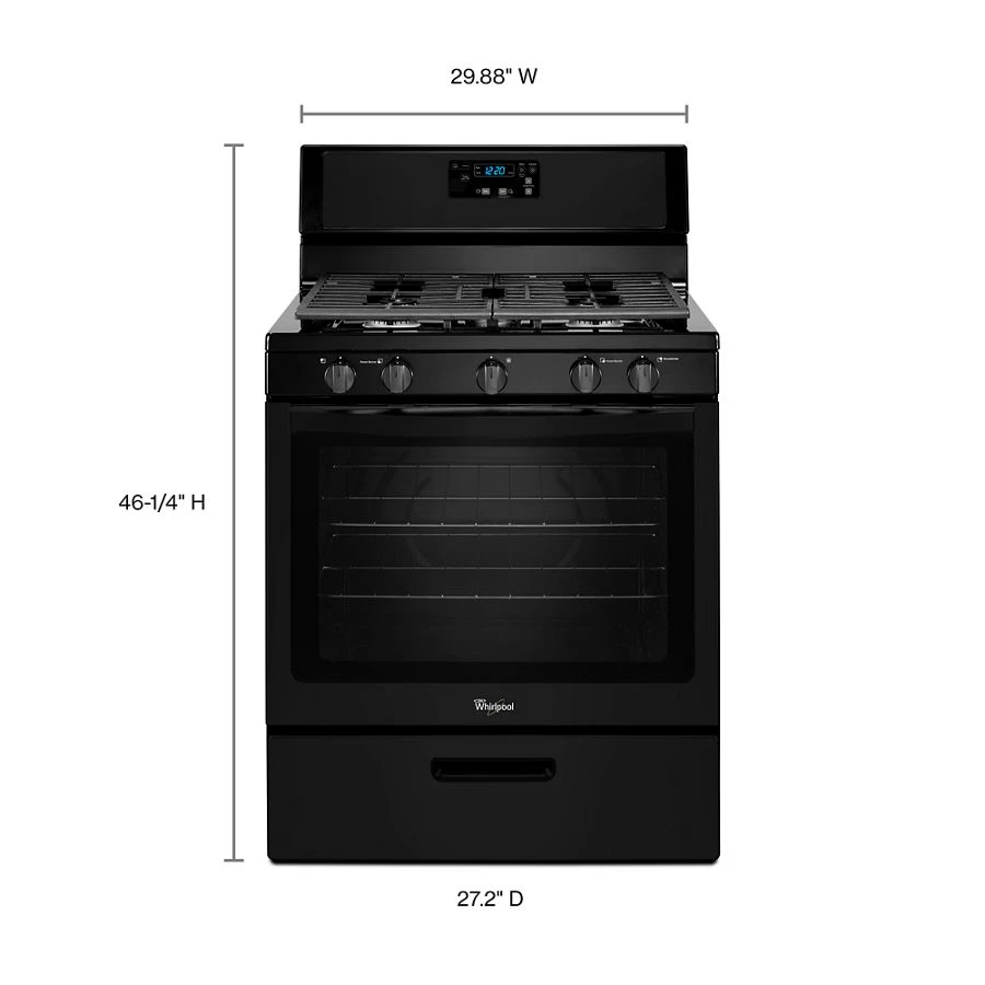Whirlpool® 5.1 Cu. Ft. Freestanding 5-Burner Gas Stove WFG505M0BB