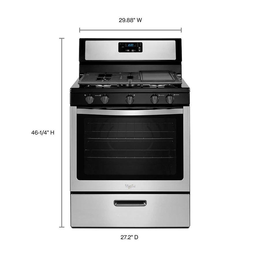 Whirlpool® 5.1 Cu. Ft. Freestanding 5-Burner Gas Stove WFG505M0BS