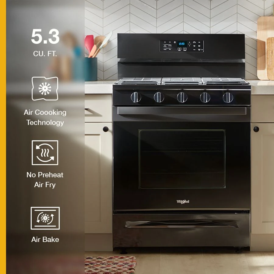 30-inch Gas Range with Air Cooking Technology, No Preheat Air Fry and Air Baking and Self Clean WFGS5030RB