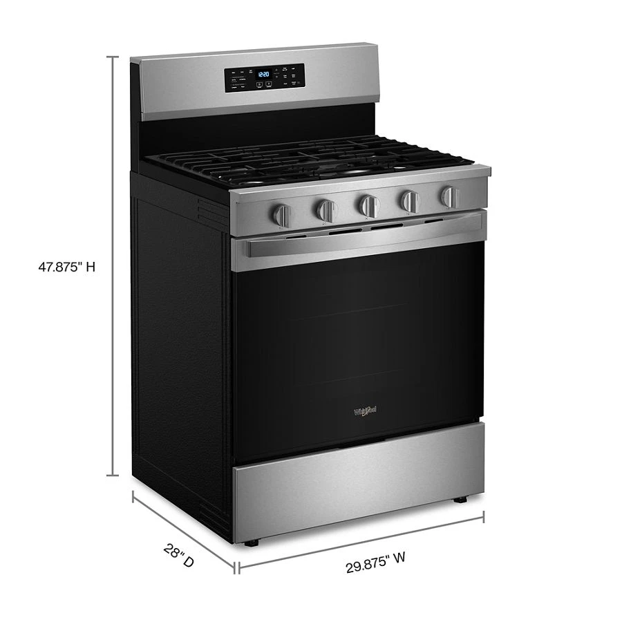 30-inch Gas Range with Air Cooking Technology, No Preheat Air Fry and Air Baking and Self Clean WFGS5030RS