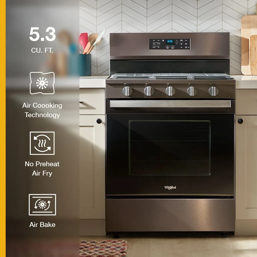 30-inch Gas Range with Air Cooking Technology, No Preheat Air Fry and Air Baking and Self Clean WFGS5030RV