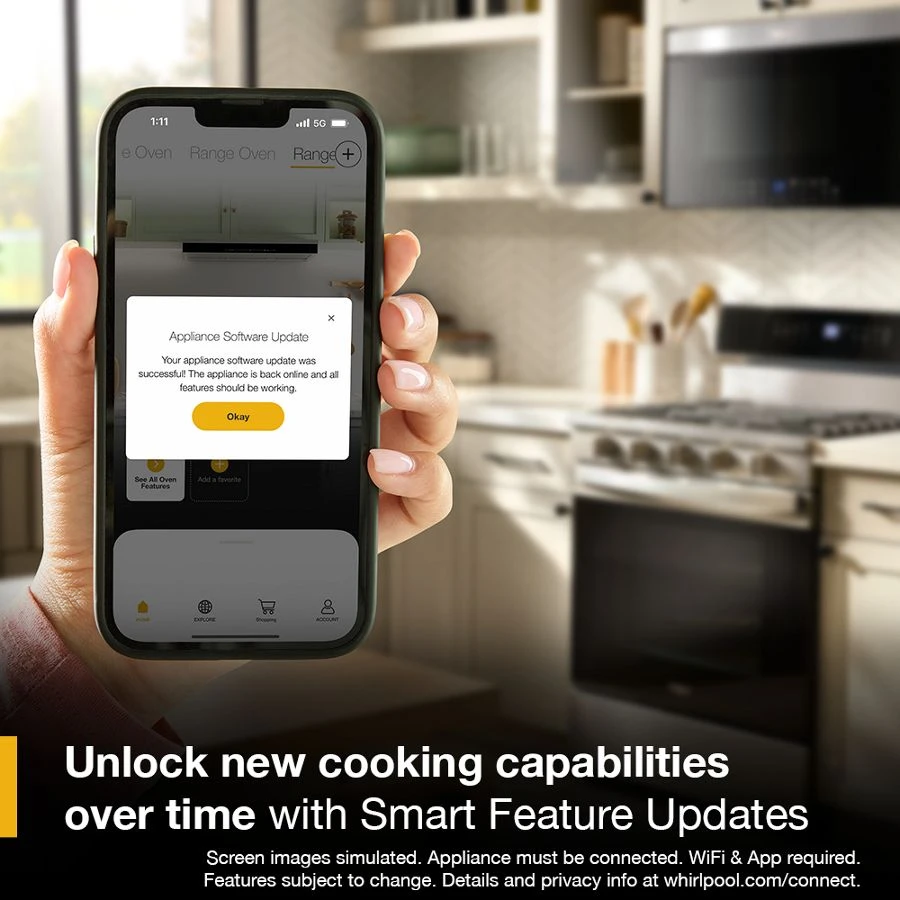 30-inch Smart Gas Range with Air Cooking Technology, No Preheat Air Fry, Steam/Self Clean and High Speed Preheat WFGS7530RB