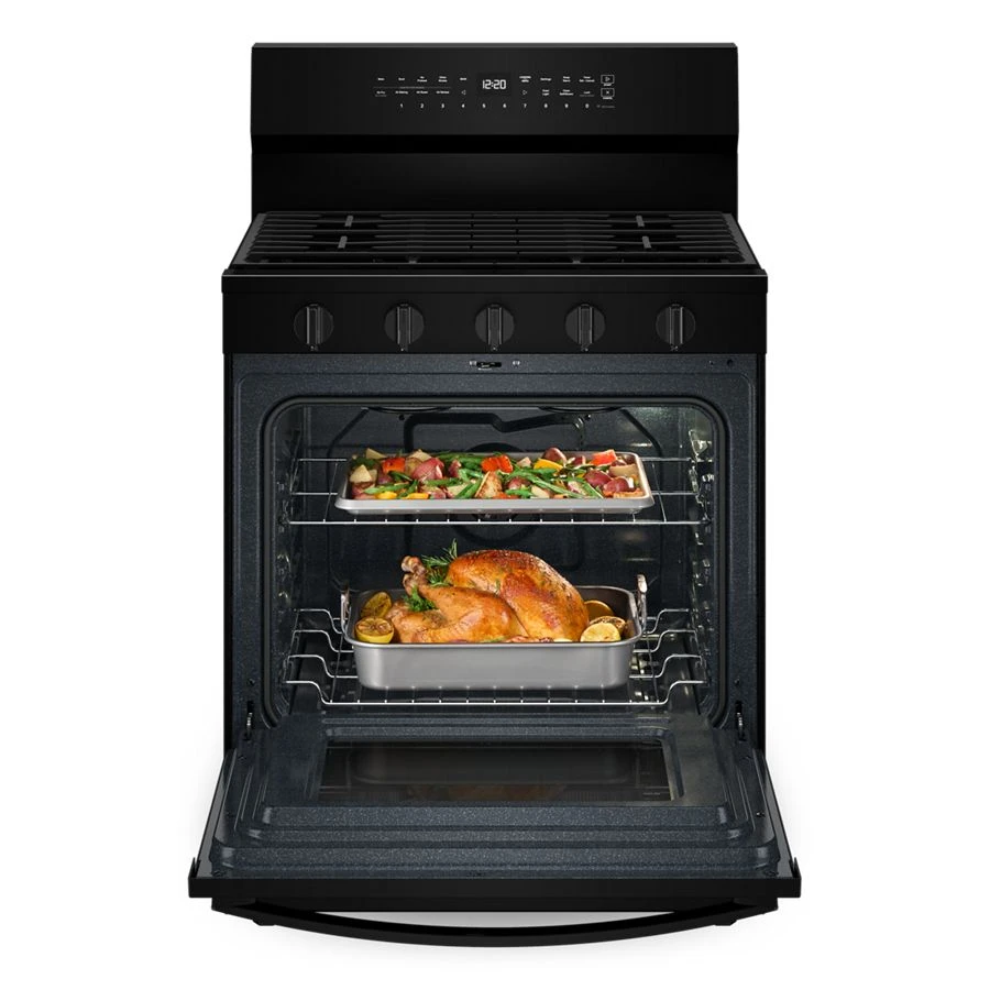 30-inch Smart Gas Range with Air Cooking Technology, No Preheat Air Fry, Steam/Self Clean and High Speed Preheat WFGS7530RB