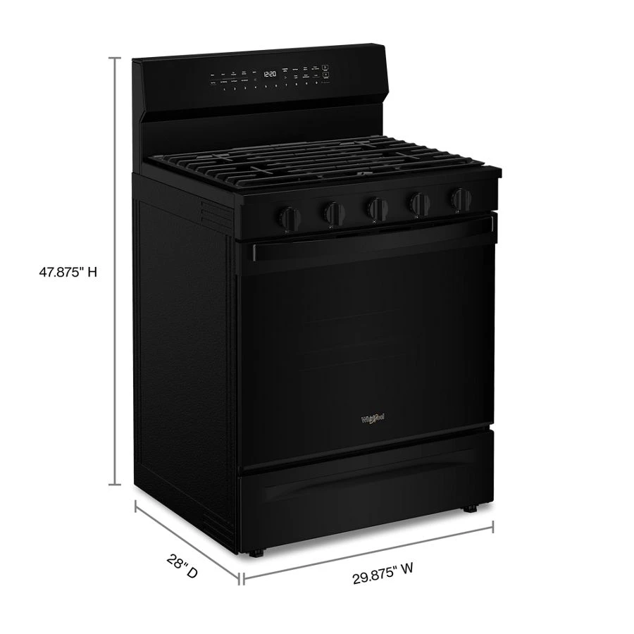 30-inch Smart Gas Range with Air Cooking Technology, No Preheat Air Fry, Steam/Self Clean and High Speed Preheat WFGS7530RB