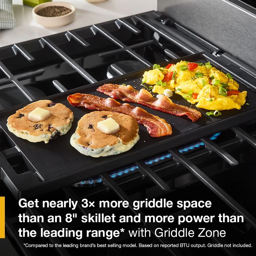 30-inch Smart Gas Range with Air Cooking Technology, No Preheat Air Fry, Steam/Self Clean and High Speed Preheat WFGS7530RV