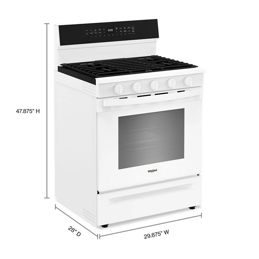 30-inch Smart Gas Range with Air Cooking Technology, No Preheat Air Fry, Steam/Self Clean and High Speed Preheat WFGS7530RW