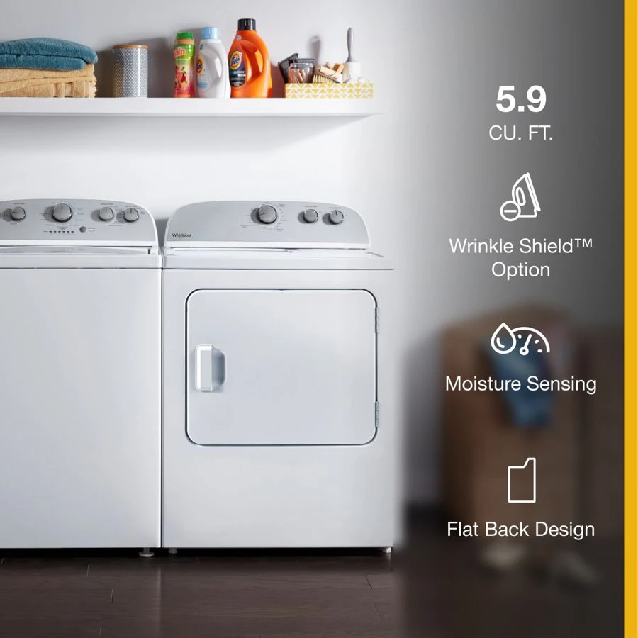 5.9 cu.ft Top Load Gas Dryer with AutoDry™ Drying System WGD4985EW