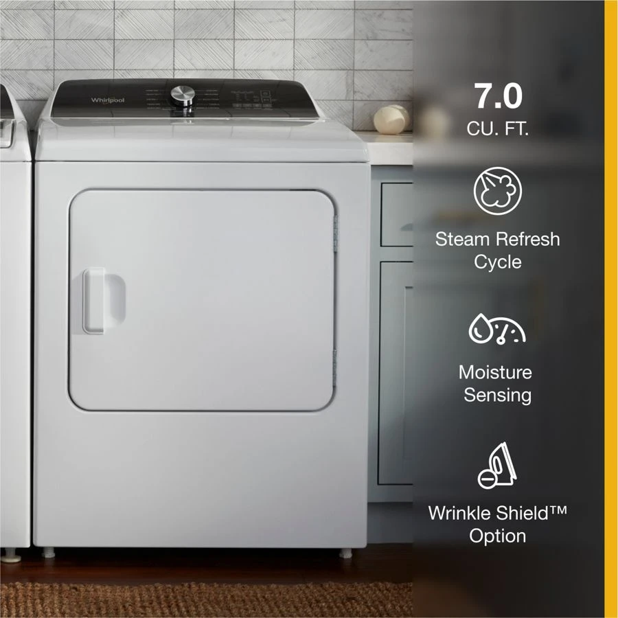 7.0 Cu. Ft. Top Load Gas Moisture Sensing Dryer with Steam WGD5050LW