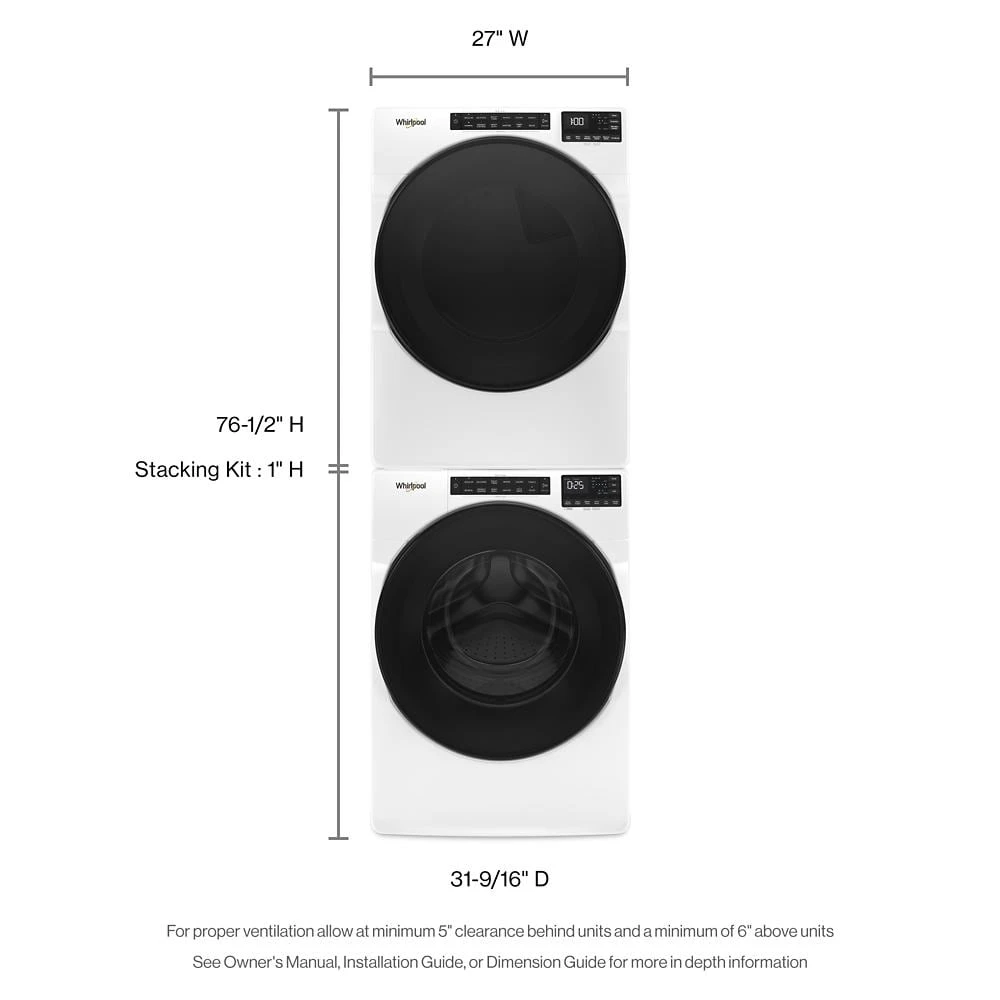 7.4 cu. ft. Front Load Gas Dryer with Intuitive Touch Controls WGD5620HW