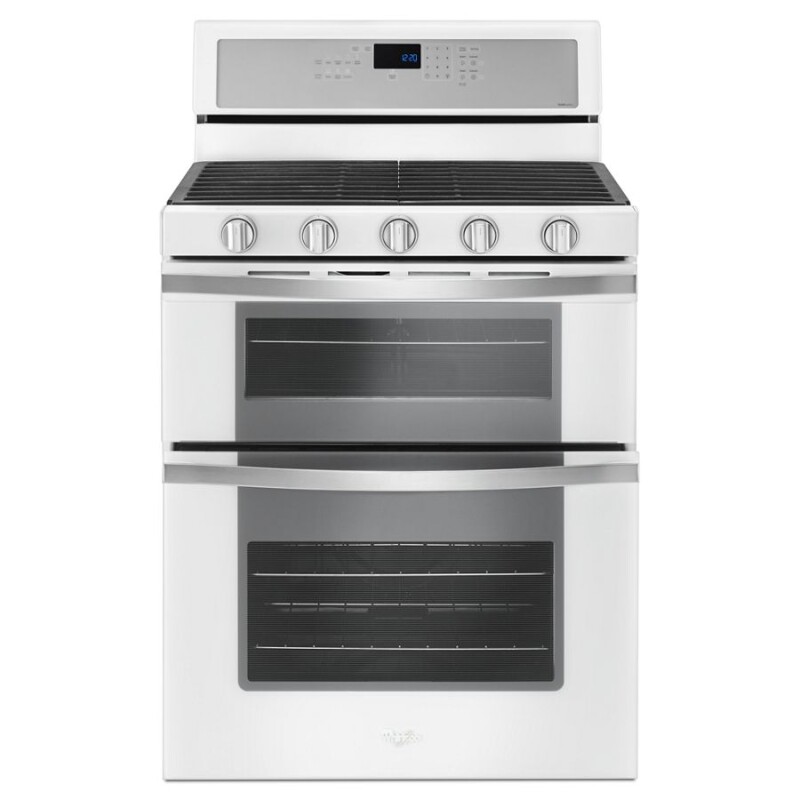 Whirlpool 6.0 Cu. Ft. Gas Double Oven Range with EZ-2-Lift™ Hinged Grates White Ice WGG745S0FH Picture 1