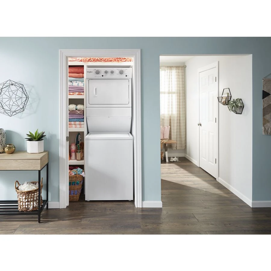 3.5 cu.ft Long Vent Gas Stacked Laundry Center 9 Wash cycles and Wrinkle Shield™ WGTLV27HW