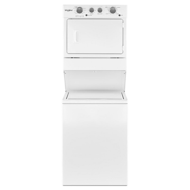 Whirlpool 3.5 cu.ft Long Vent Gas Stacked Laundry Center 9 Wash cycles and Wrinkle Shield White WGTLV27HW Picture 1