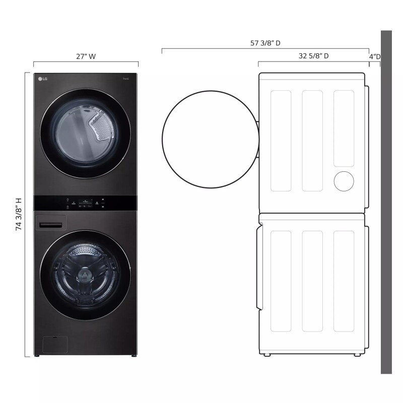 Single Unit Front Load Washtower™ With Center Control® 5.0 Cu. Ft. Washer & 7.4 Cu. Ft. Electric Dryer WKEX300HBA