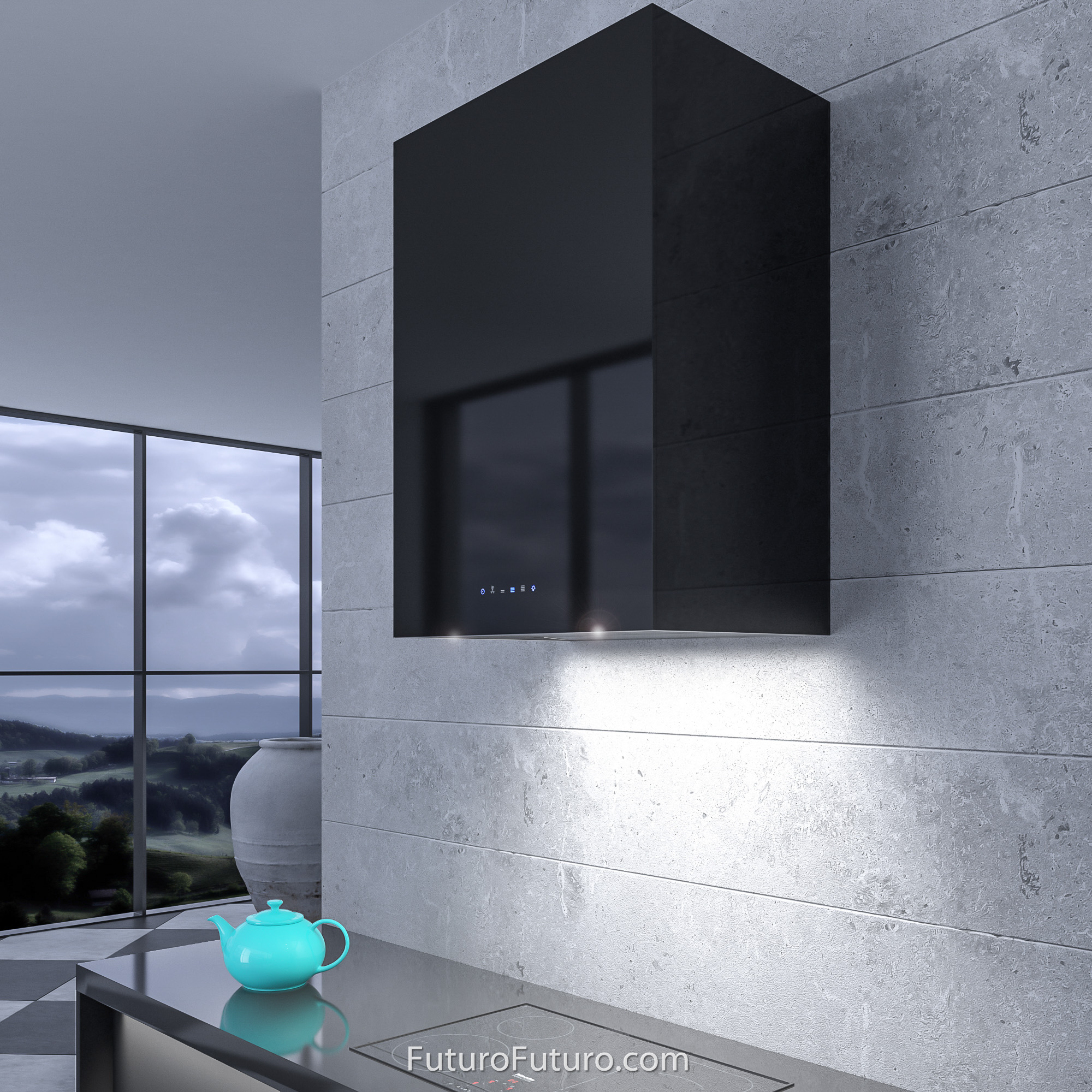 24″ Lombardy Black Wall Range Hood WL24LOMBARDYBLK