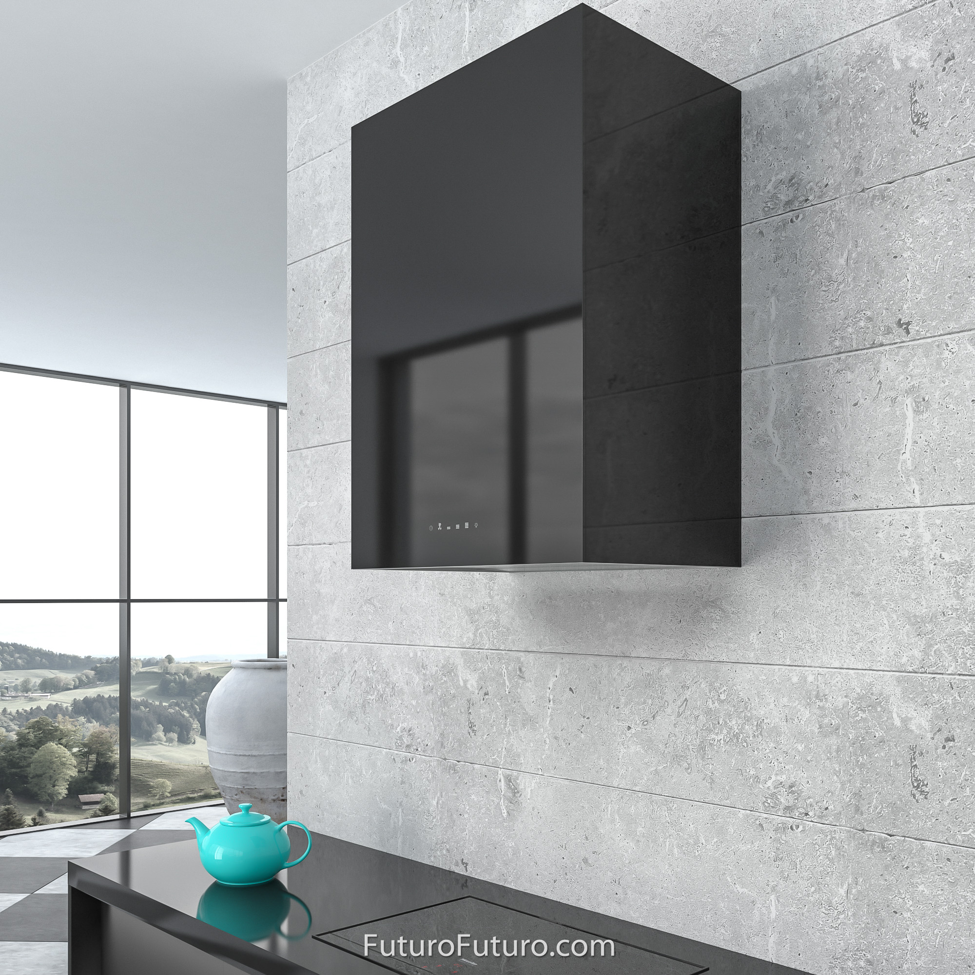 24″ Lombardy Black Wall Range Hood WL24LOMBARDYBLK