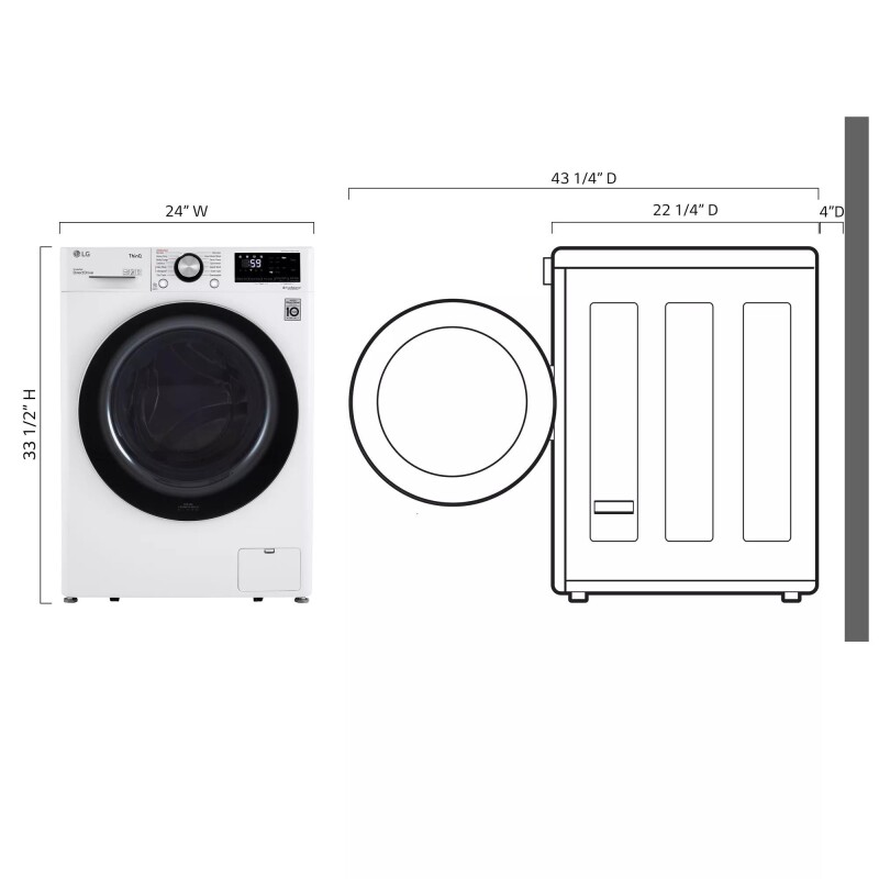 2.4 Cu. Ft. Smart Wi-fi Enabled Compact Front Load Washer With Built-in Intelligence WM1455HWA