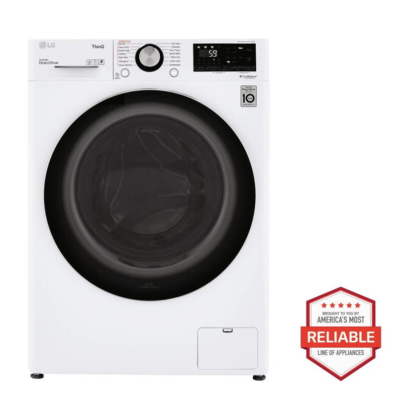 LG 2.4 cu.ft. Smart wi-fi Enabled Compact Front Load All-In-One Washer/Dryer Combo with Built-In Intelligence White WM3555HWA Picture 1