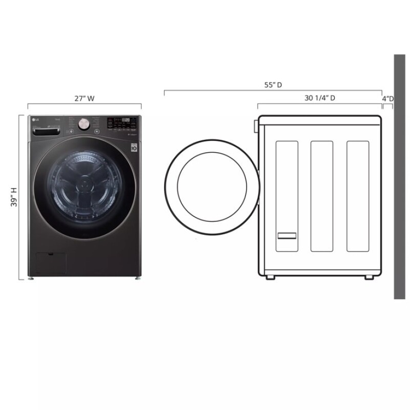 4.5 Cu. Ft. Ultra Large Capacity Front Load Washer - Black Steel WM4000HBA