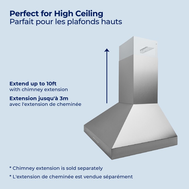 30" Hauslane Convertible Wall Mount Range Hood Matte White WM530WHT30P