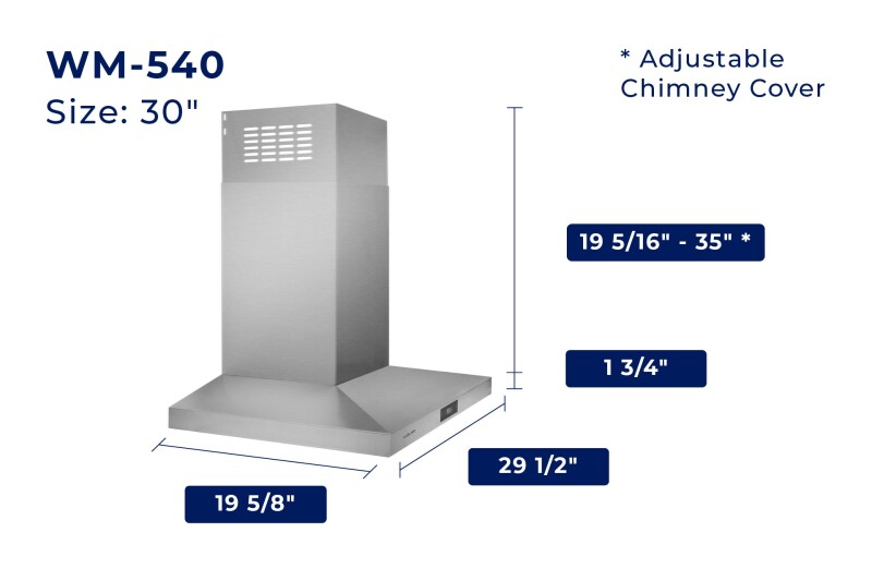 30" Hauslane Convertible Wall Mount Range Hood WM540SS30
