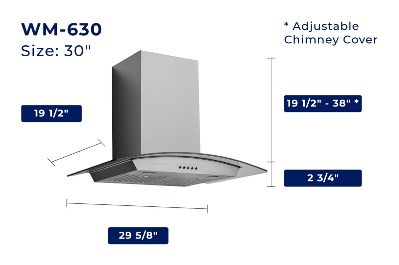 30" Hauslane Convertible Wall Mount Range Hood WM630SS30