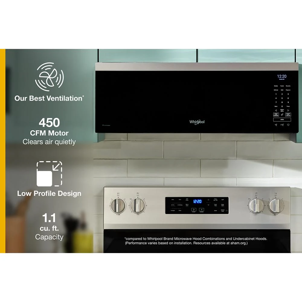 1.1 cu. ft. Smart Low Profile Microwave Hood Combination with 450 CRM 4-Speed Venting WMML5530RZ
